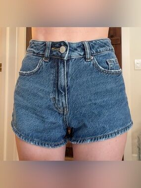 High-Waist Blue Denim Women’s Shorts